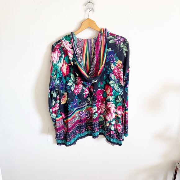 Johnny Was Bethia Printed Cotton/Cashmere Hoodie Cardigan floral print sz small - Picture 5 of 7